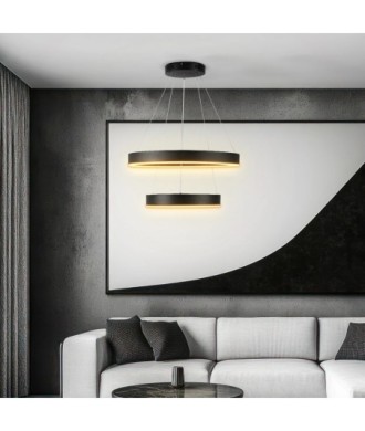 kelvo® VENOM 61185 Μοντέρνο Κρεμαστό Φωτιστικό Οροφής LED 75W 8818lm 120° AC 220-240V IP20 Ρυθμιζόμενο Λευκό CCT με Χειριστήριο από 2700K έως 6000K Dimmable - Lumileds SMD Chip - Μαύρο Ματ - Μ60 x Π60 x Υ40cm - 3 Χρόνια Εγγύηση